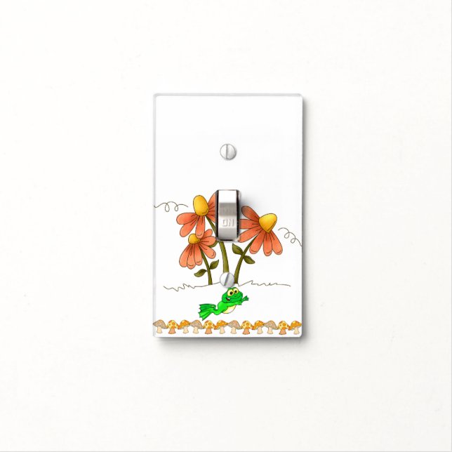 Bathroom Light Switch Cover Frog Mushroom Floral (In Situ)