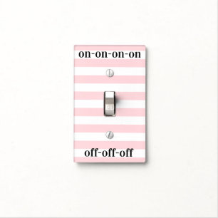Bathroom Light Switch Cover Pink & White Stripe