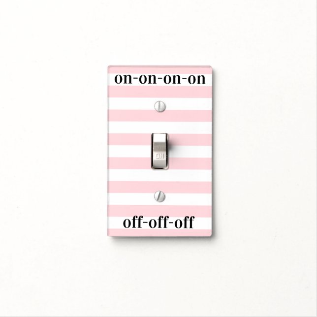 Bathroom Light Switch Cover Pink & White Stripe (In Situ)