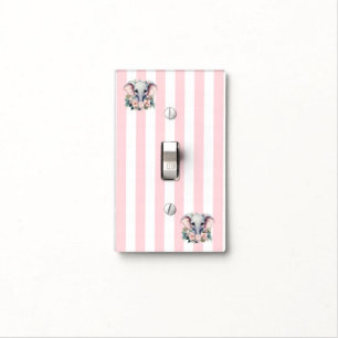 Bathroom Light Switch Cover Pink & White Stripe