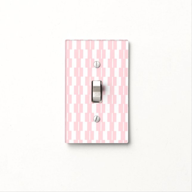 Bathroom Light Switch Cover Pink & White Stripe (In Situ)