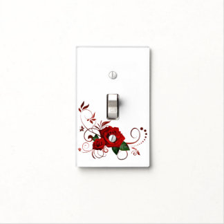 Bathroom Light Switch Cover Red Rose Floral