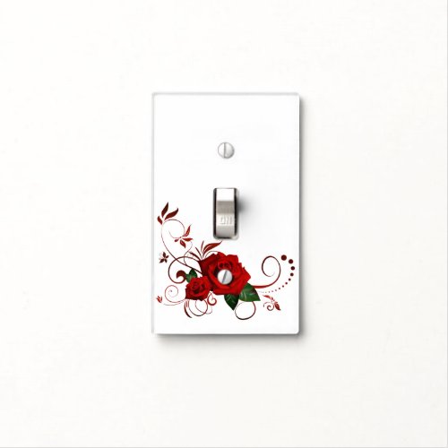 Bathroom Light Switch Cover Red Rose Floral