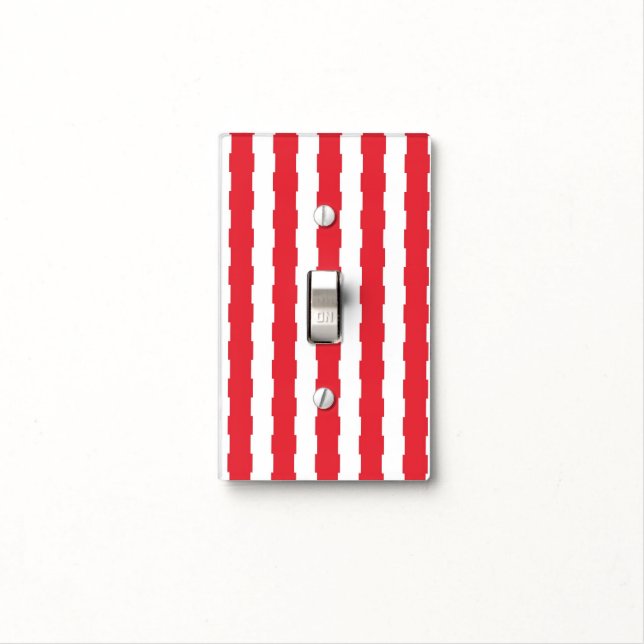 Bathroom Light Switch Cover Red & White Square (In Situ)