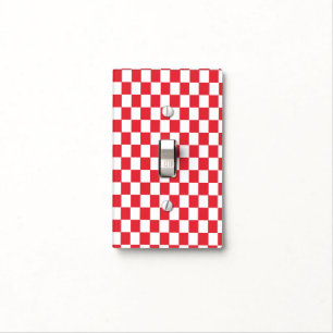 Bathroom Light Switch Cover Red & White Square