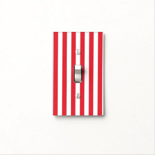 Bathroom Light Switch Cover Red & White Stripe