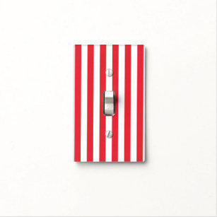 Bathroom Light Switch Cover Red & White Stripe