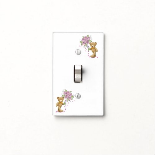 Bathroom Light Switch Cover Teddy Bear Floral