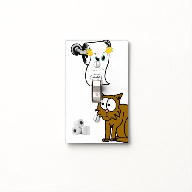 Bathroom Light Switch Cover Toilet Paper Cat (In Situ)