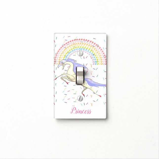Bathroom Light Switch Cover Unicorn Rainbow  (In Situ)