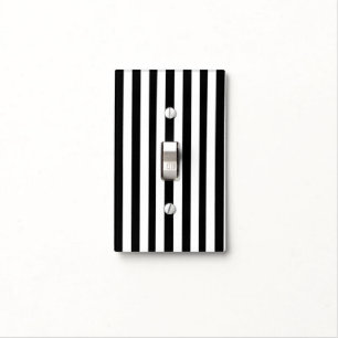 Bathroom Light Switch Cover White & Black Stripe