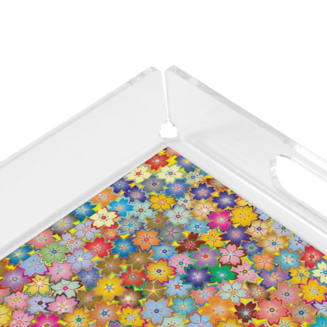 Bathroom Makeup Vanity Tray Pretty Flowers (Corner)