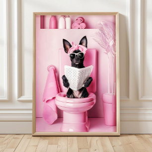 Bathroom Mini Pinscher Print Funny Poster Funny Ba