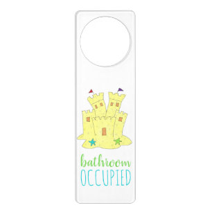 Bathroom Occupied Beach Sandcastle Sand Castle Door Hanger