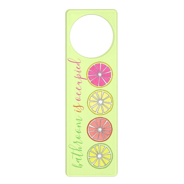 Bathroom Occupied Citrus Fruit Lemon Lime Orange Door Hanger (Front)