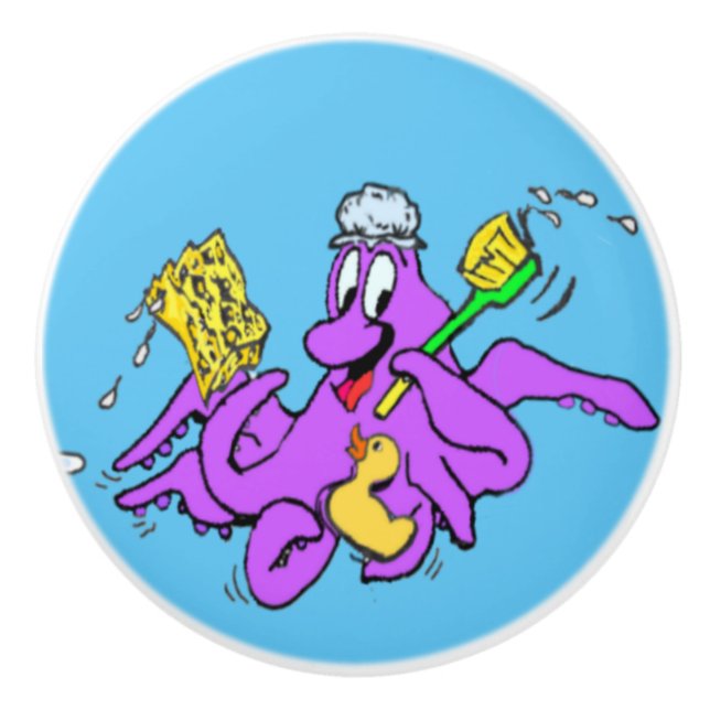 Bathroom Octopus Customizable Ceramic Pull (Front)