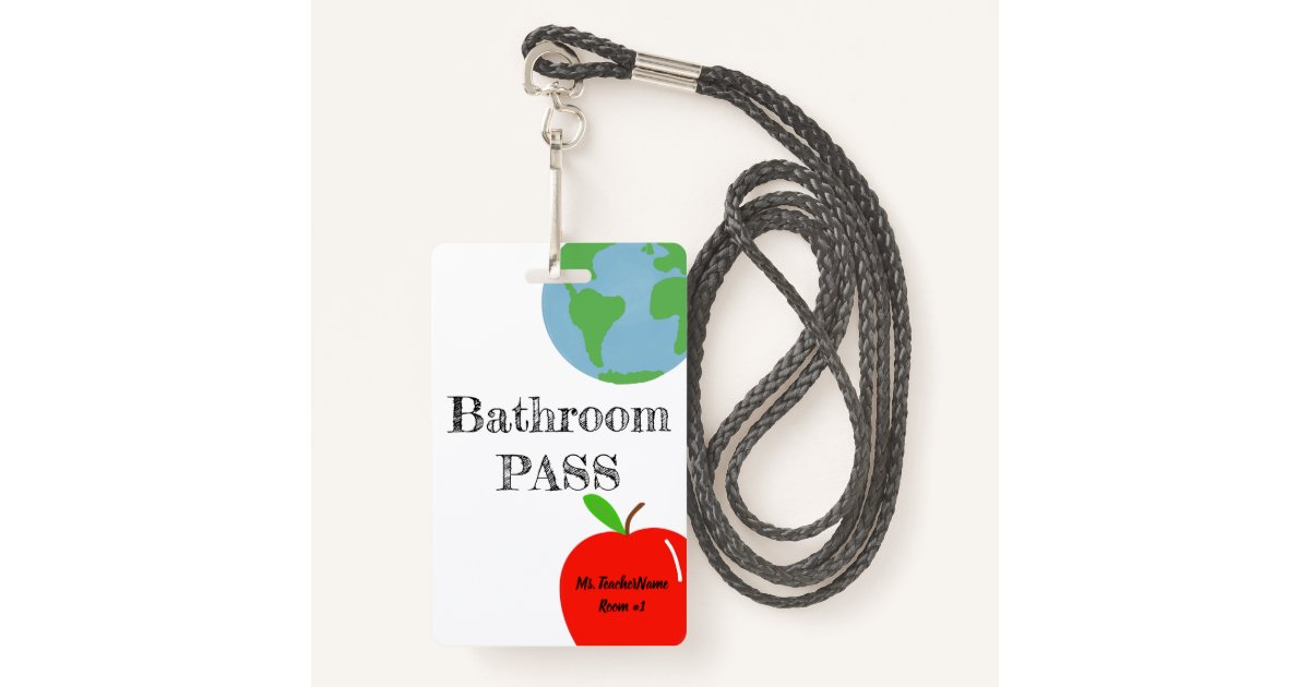 Bathroom Pass Personalized Badge | Zazzle