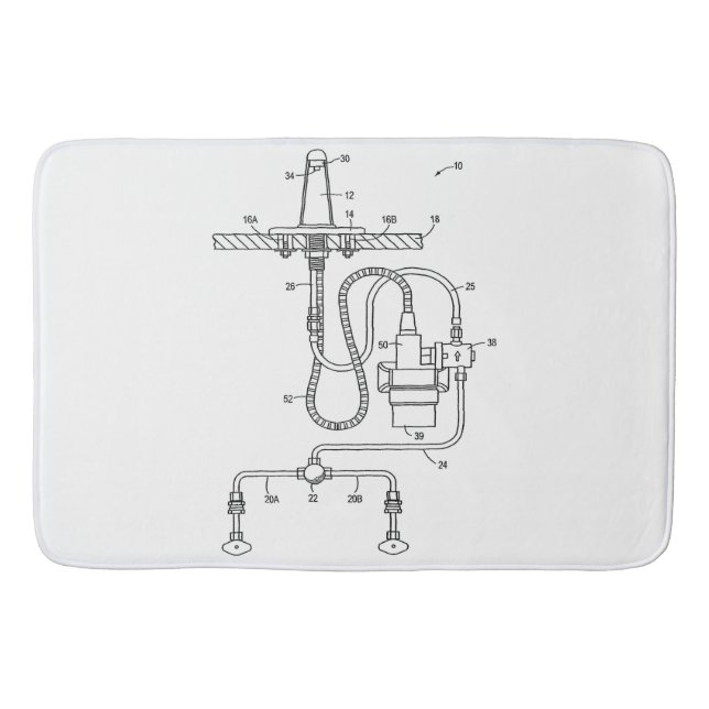 Bathroom Plumbing Patent Print Bath Mat (Front)