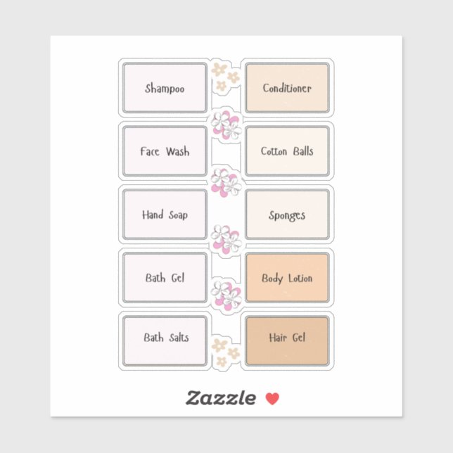 Bathroom Product Organization Vinyl Labels (Sheet)