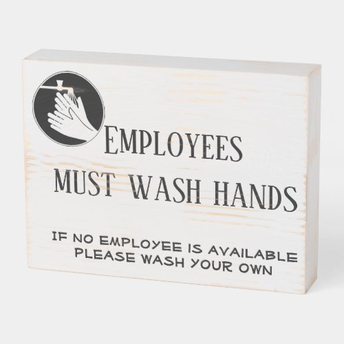 Bathroom Restaurant Business Home Funny Wash Hands Wooden Box Sign