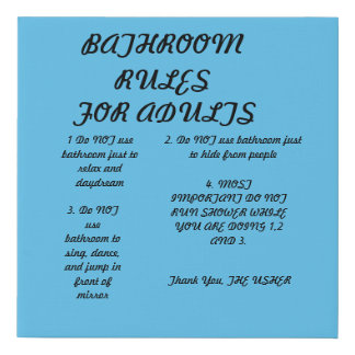 Bathroom rules canvas art