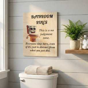 Bathroom Rules - Fun and Quirky Bathroom Wood Art