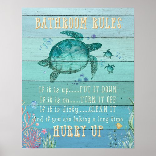 Bathroom Rules Hurry Up Turtle Poster