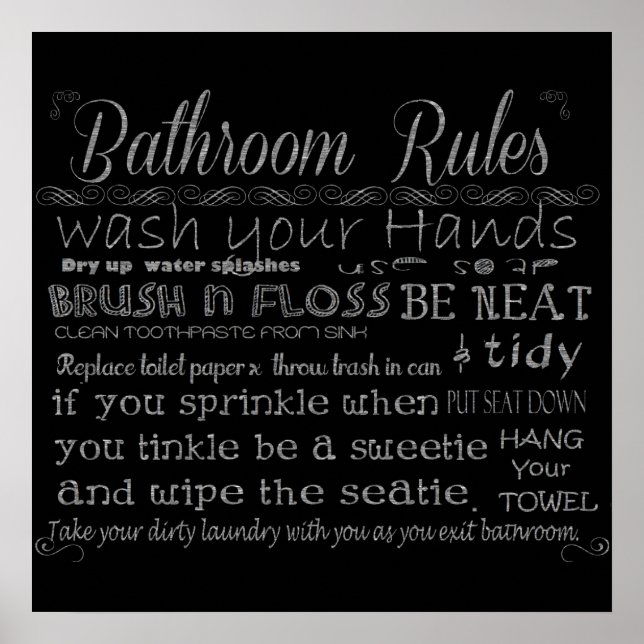 Bathroom Rules Poster (Front)