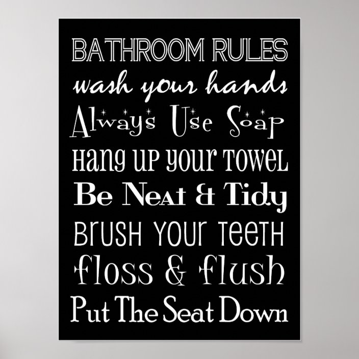 Bathroom Rules Poster | Zazzle.com