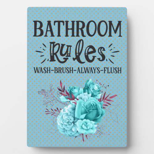 Bathroom Rules Tabletop Plaque with Easel