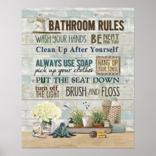 Bathroom Rules Turtle Poster