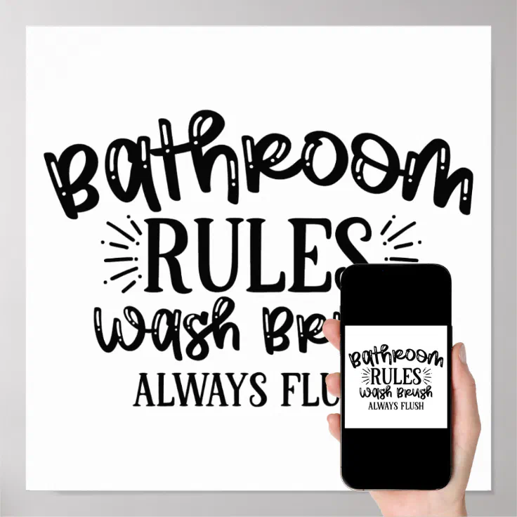 Bathroom Rules Wall Art Funny Sayings Poster | Zazzle
