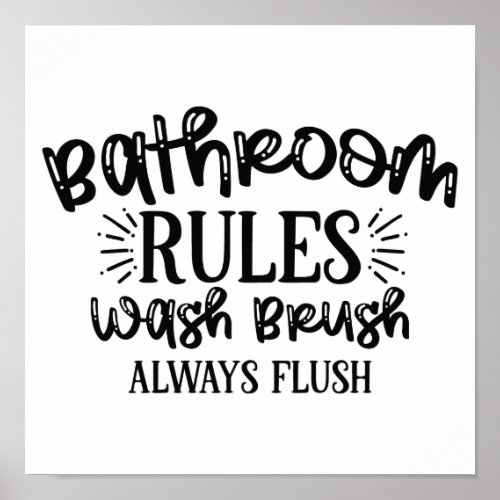 Bathroom Rules Wall Art Funny Sayings Poster