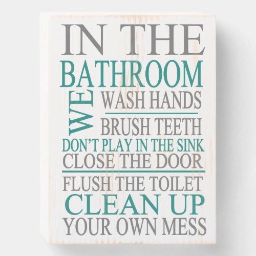 Bathroom Rules Wooden Box Sign