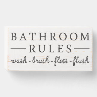 Bathroom Rules Wooden Box Sign
