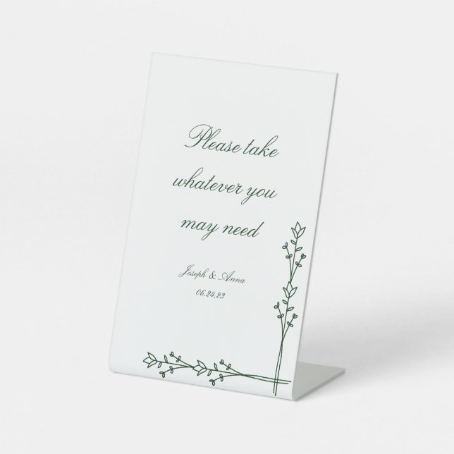 Bathroom Sign in Dark Green Florals (Front)