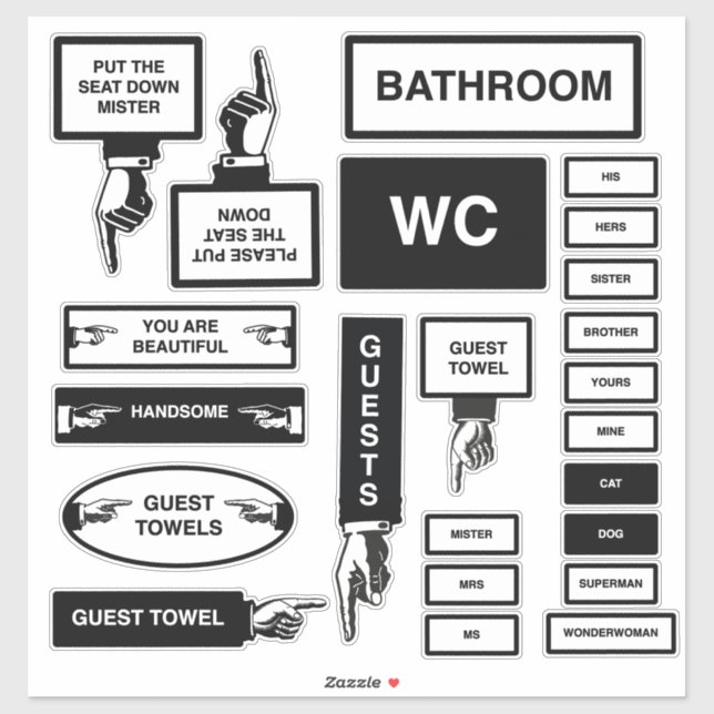 Bathroom signs sticker (Sheet)