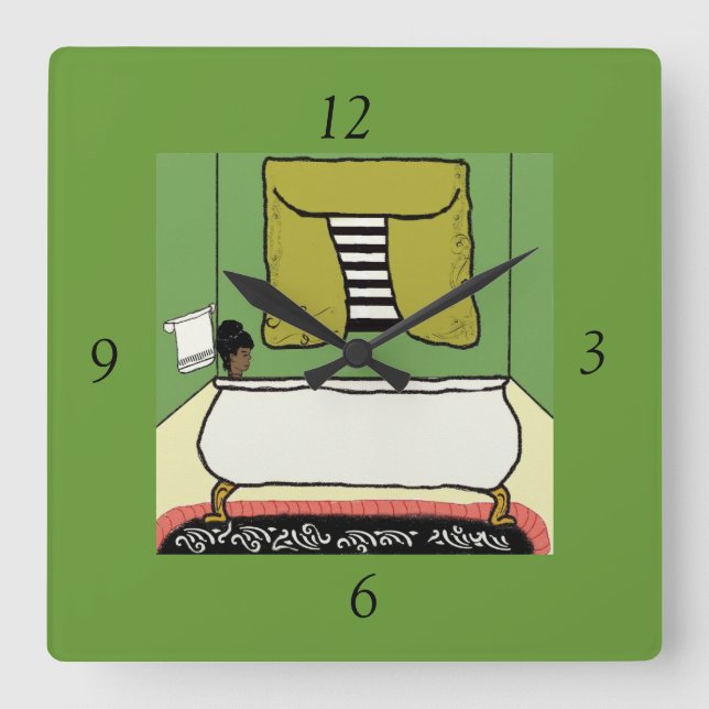 Bathroom Square Wall Clock (Front)