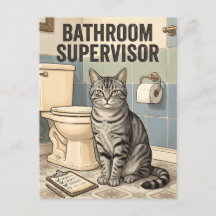 Bathroom Supervisor Funny Cat Toilet Humor