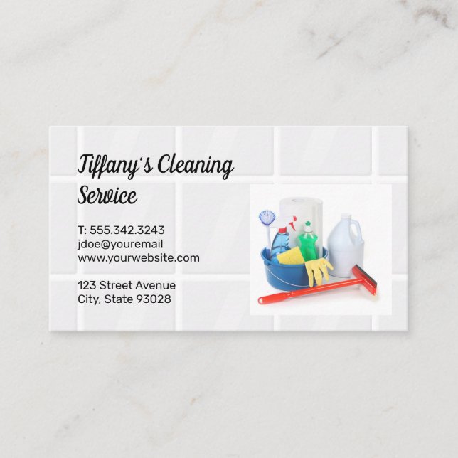 Bathroom Tiles | Maid Cleaning Supplies Business Card (Front)