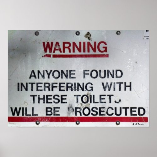 Bathroom Toilet Rules and Warning Poster