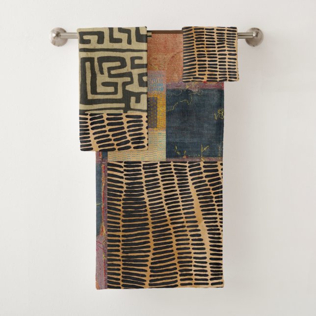 bathroom towel set with earthy design (Insitu)