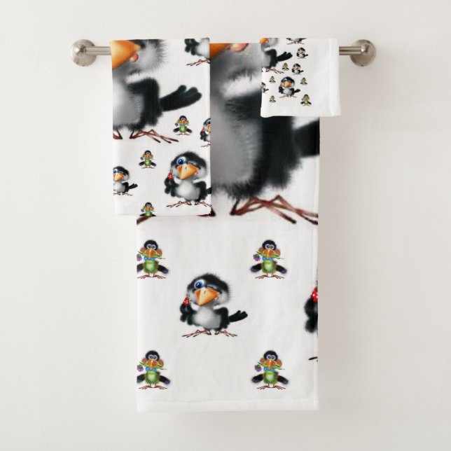 Bathroom Towel Sets Birds (Insitu)