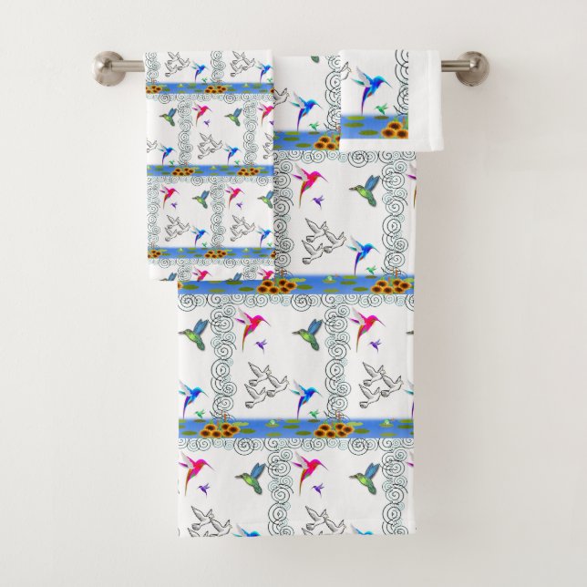 Bathroom Towel Sets Birds (Insitu)