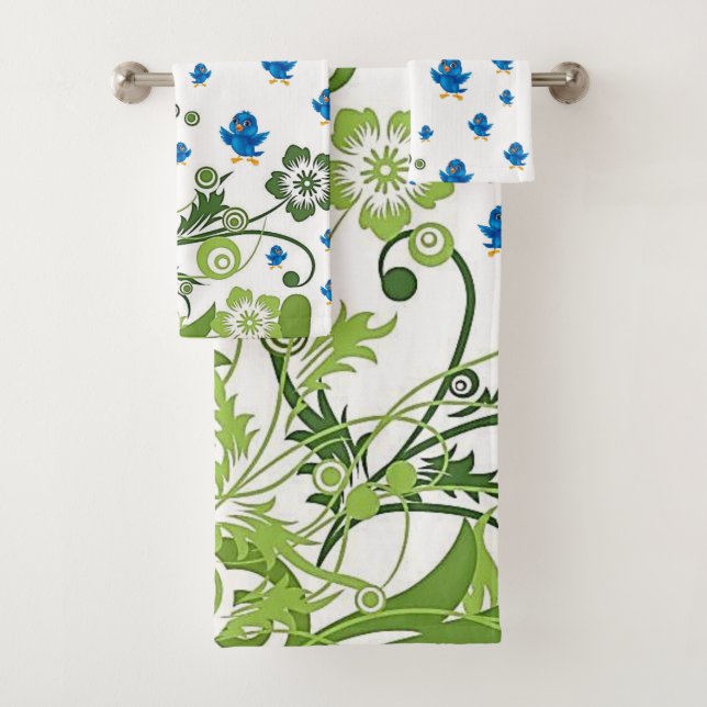 Bathroom Towel Sets Birds (Insitu)