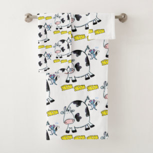 Bathroom Towel Sets Cow Mouse Mice Cheese