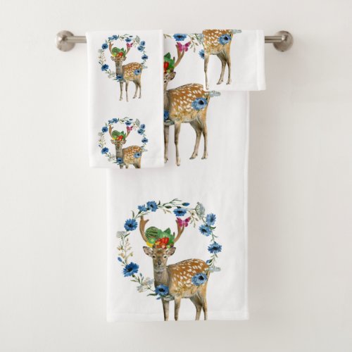 Bathroom Towel Sets Deer Fruit Floral