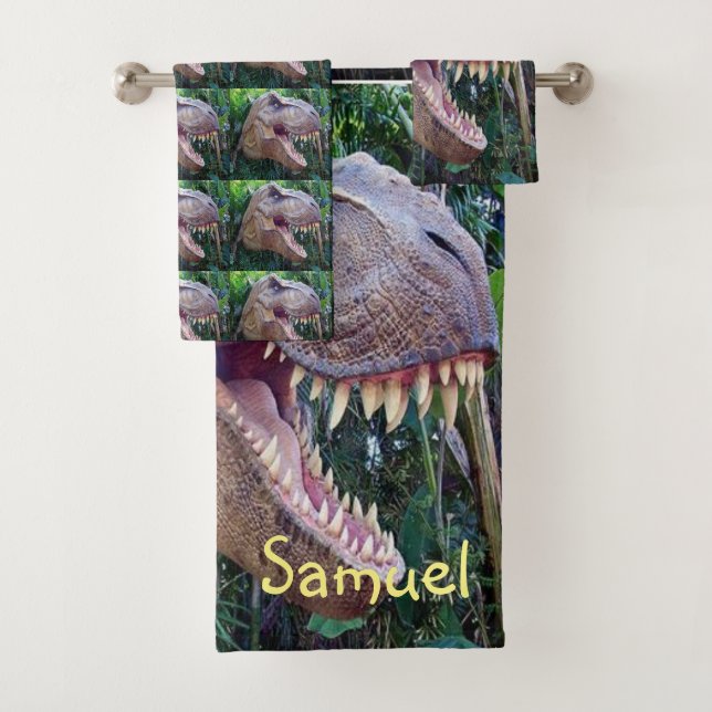 Bathroom Towel Sets Dinosaurs (Insitu)