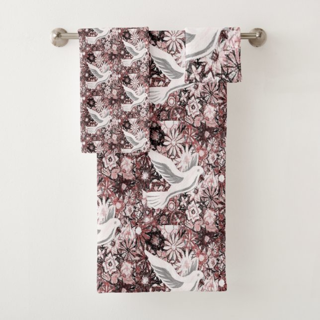 Bathroom Towel Sets Doves (Insitu)