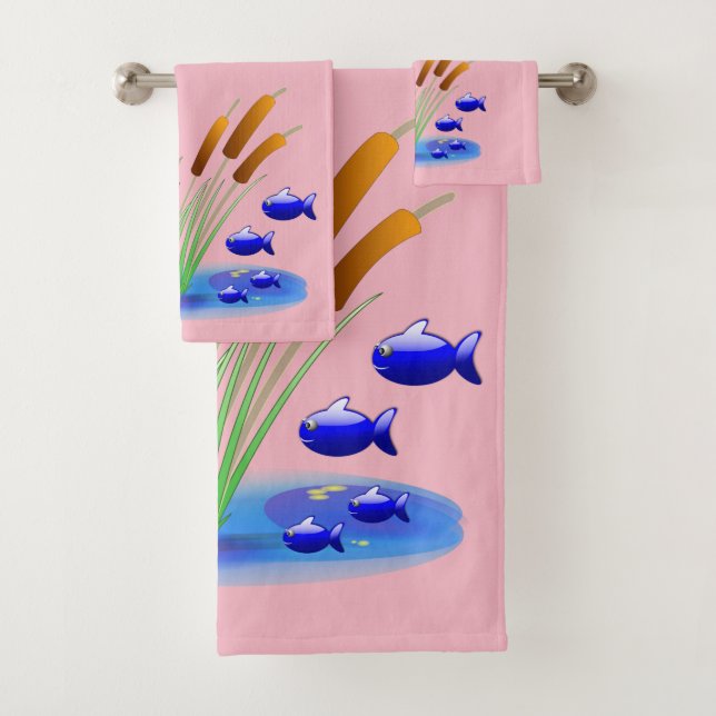 Bathroom Towel Sets Fish (Insitu)